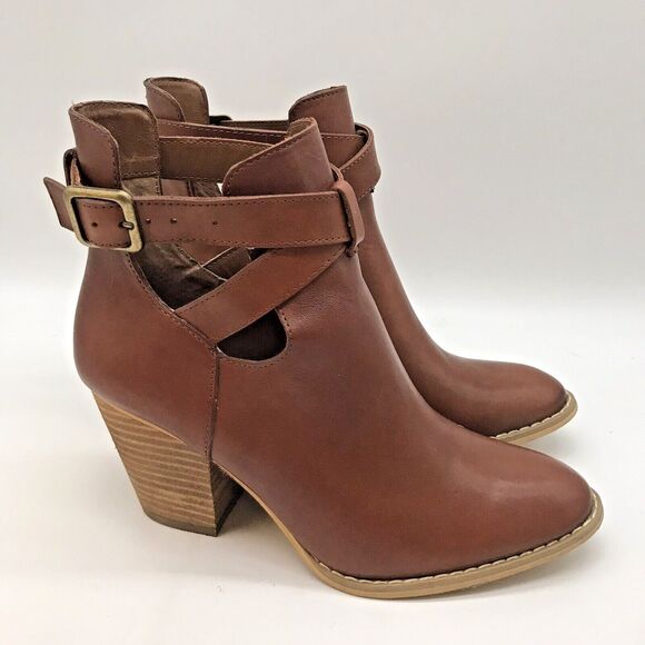 Reba KC Brown Leather Shooties Boots Women's 7.5M Ankle Booties Western Shoes - Picture 1 of 12